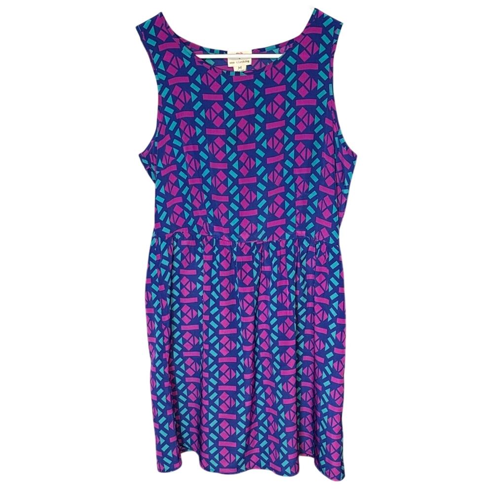One Clothing Womens Medium Sleeveless Geometric Print Fit Flare Dress Retro